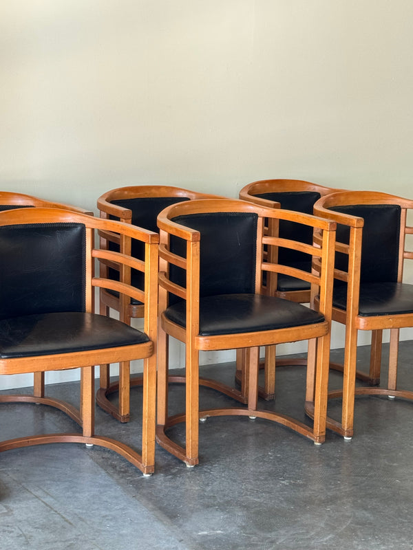 S/6 Art Deco Bentwood Tub chairs style of Josef Hoffmann