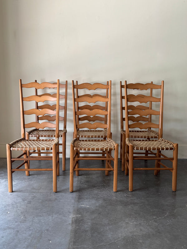 S/6 Oak & Catgut Ladder Back Chairs