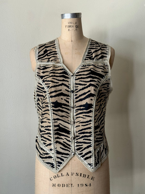 Vintage Taupe Suede Zebra Vest