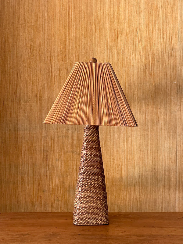 BAMBOO LAMP WITH SPLIT REED SHADE