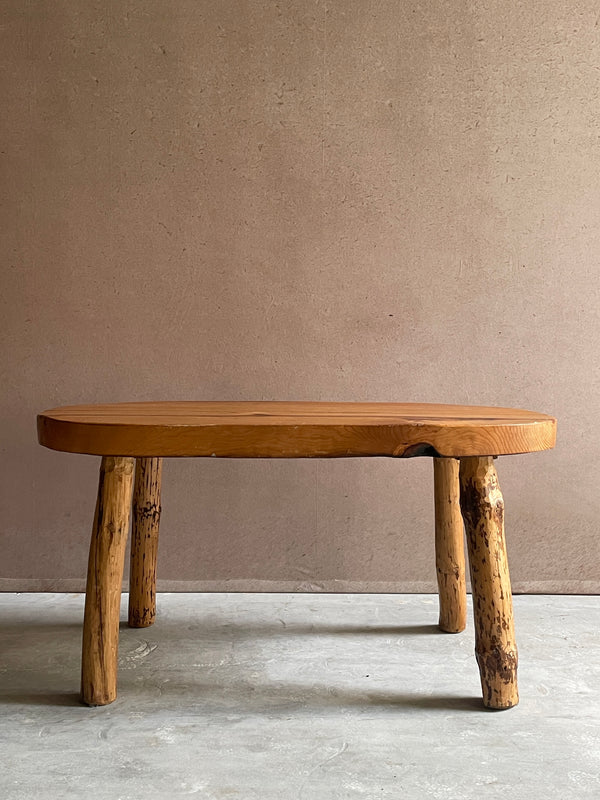 CARVED PINE CHUNKY DINING TABLE CIRCA 1970